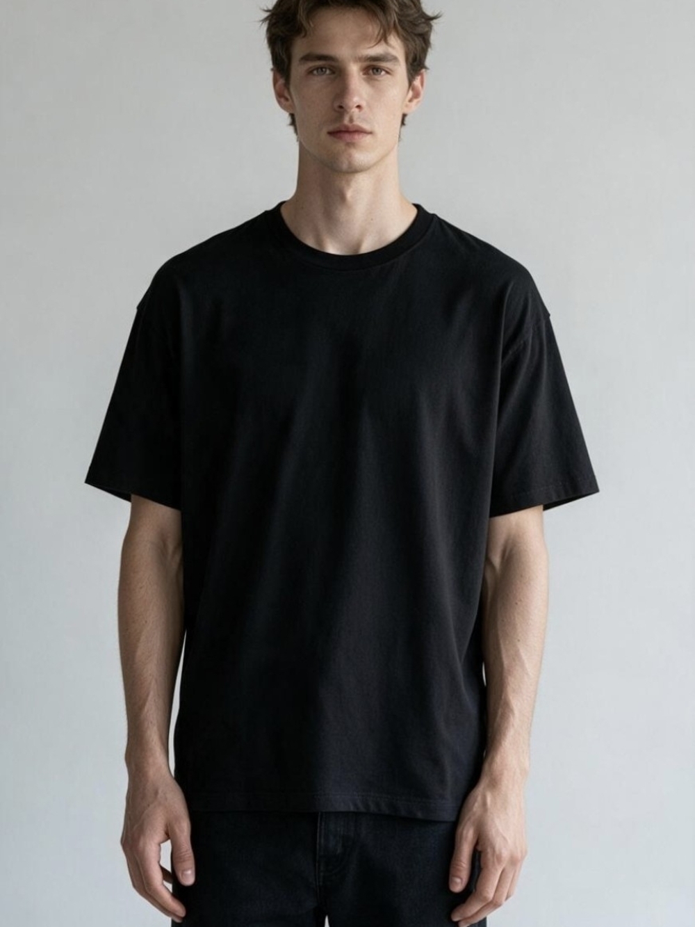Luxe Black Short Sleeve Crewneck Tee